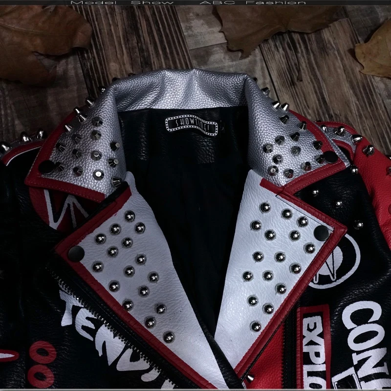 FERNER мотоциклетная мужская куртка кожаный узор большой петух куртка Мужской бар панк Рок порт Ветер куртки верхняя одежда пальто из искусственной кожи