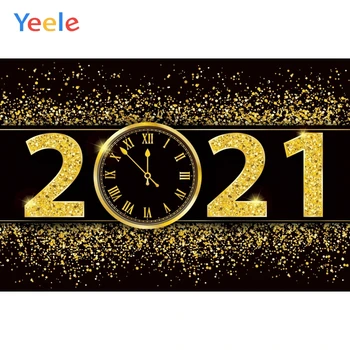 

Christmas Merry Happy New Year 2021 Golden Clock Baby Party Backdrop Photography Photographic Background For Photo Studio