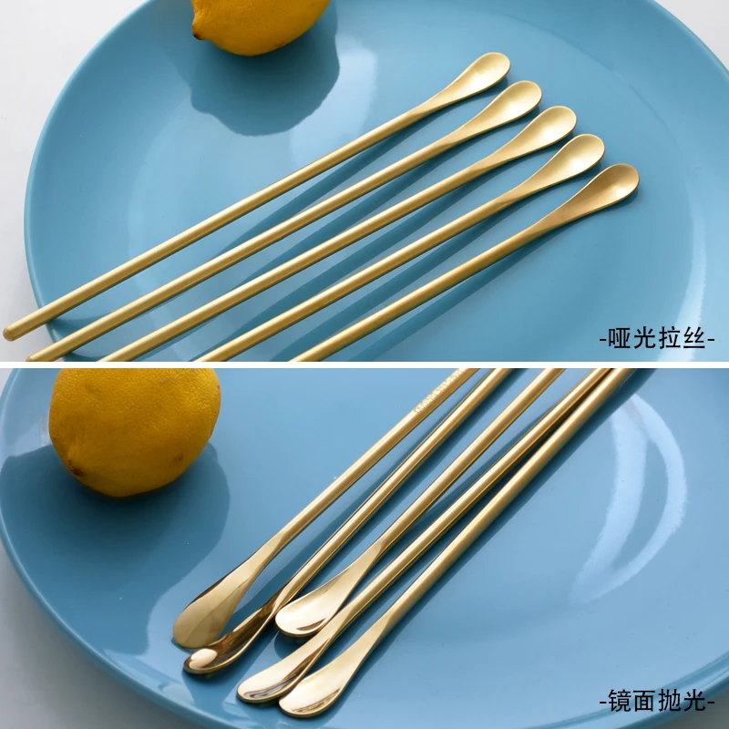 

Japanese-style 304 stainless steel stir bar coffee spoon with long handle Creative ice spoon Stir bar Honey spoon