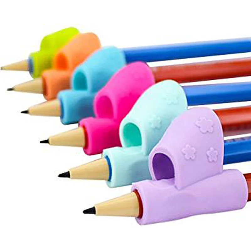 

3PCS Children Two-finger Silicone Pencil Grippers Pen Writing Aid Grip Posture Correction Tool For Student Random Color