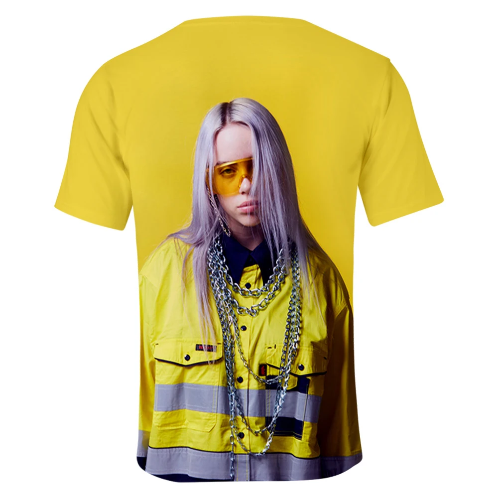 Billie Eilish популярная 3DT рубашка Женская Мужская модная Осенняя и летняя футболка с коротким рукавом Мужская и женская фиолетовая Повседневная рубашка