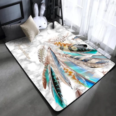 Индивидуальные гостиной 3D ковры скандинавские модные авангардные перо спальня Bay окно мраморный коврик с узором одежда ногтей салон B - Цвет: 800X1200MM