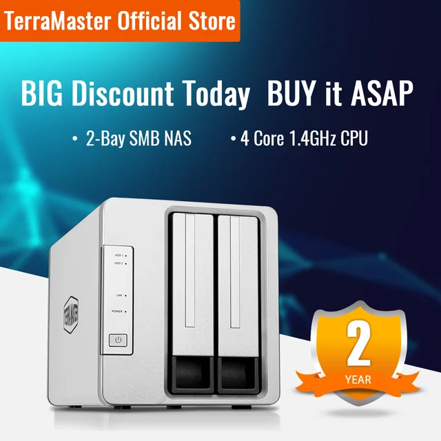 TerraMaster F2-210 2 베이 NAS: 고성능 네트워크 스토리지 솔루션