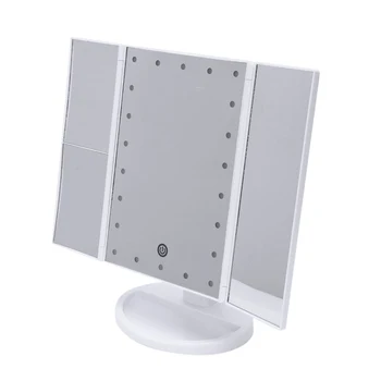 

3 Folding 22 Leds Portable Led Makeup Mirror Luminous Desktop Cosmetic Lamp Adjustable Women Lady Make Up Mirrors White