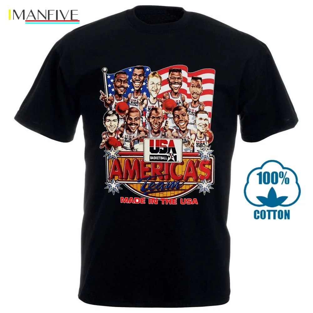 

Usa Basketballer 1992 Dream Team Caricature T Shirt New Short Sleeve Round Collar Mens T Shirts Fashion Top Tees