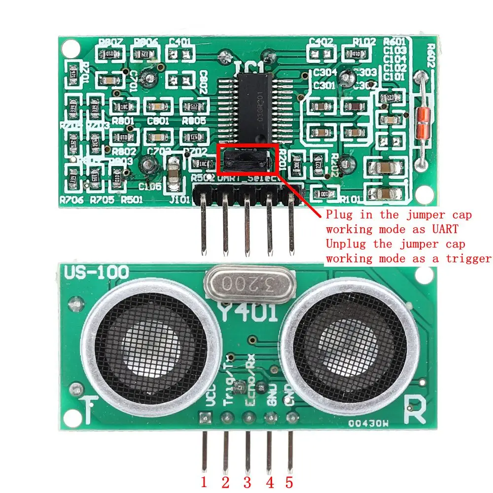 LEORY DC 2,4 V-5,5 V US-100 модуль измерения расстояния с помощью ультразвука с датчиком температуры двойной режим последовательный порт