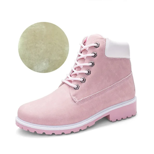 pink Plush Модные женские ботинки; зимняя обувь; женские теплые зимние ботинки на меху; женские ботильоны; Bota; женские ботинки; Botas Mujer; женские зимние ботинки - Цвет: pink Plush
