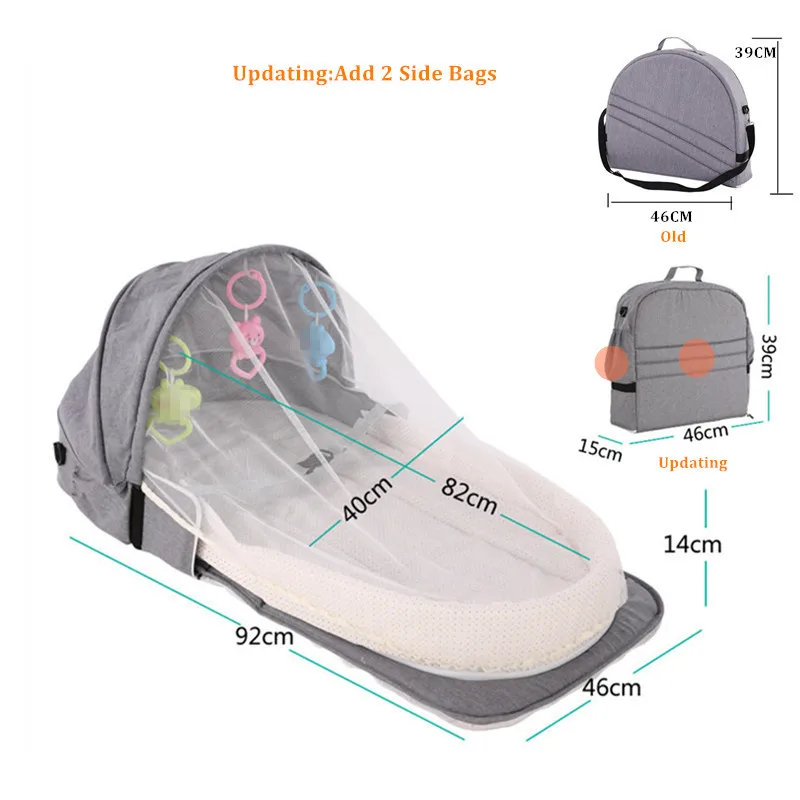 Baby Travel Portable Mobile Crib Baby Nest Cot Newborn Multi-function Folding Bed Child Foldable Chair With Toys Mosquito Net