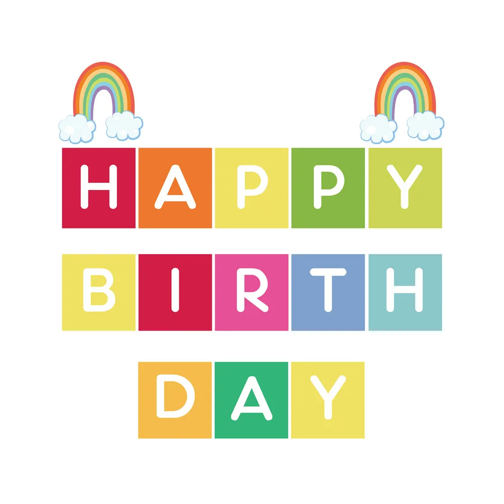 Rainbow Happy Birthday Banner Baby Shower Party Decoration DIY Wall Hanging Bunting Kids Favors Supplies | Дом и сад
