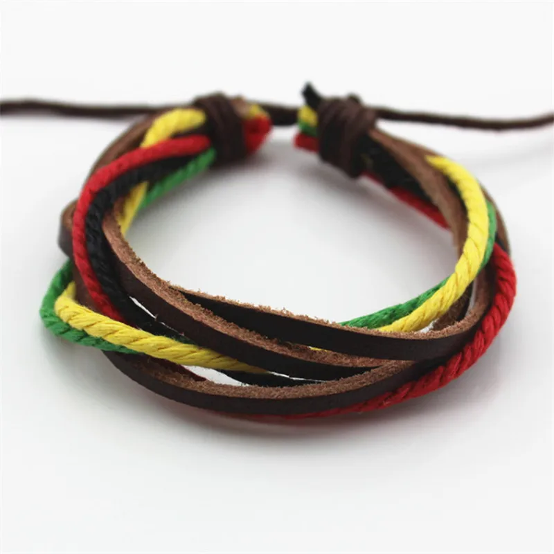 

Wholesale 12PCS hand-woven cowhide twine bracelet bracelet fashion color bracelet bracelet identification bracelet jewelry gift