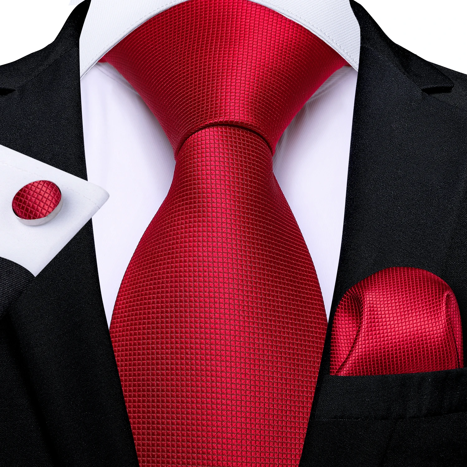 8 cm breite klassische rote einfarbige Hochzeits- und Partykrawatten für Herren, lässige Anzugschleife, Einstecktuch, Krawattenring, Geschenk für Männer, Gravatas – Detail 11