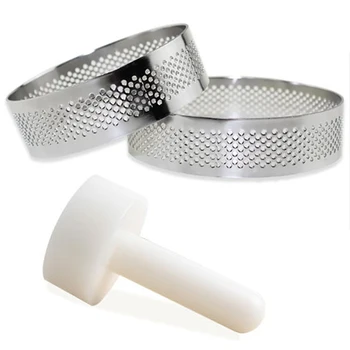 

Perforated Kit Tart Rings with Tart Tamper Mini Mousse Cake Rings/Mold Cutter Cookie Cutting Ring Tart Pastry Tools