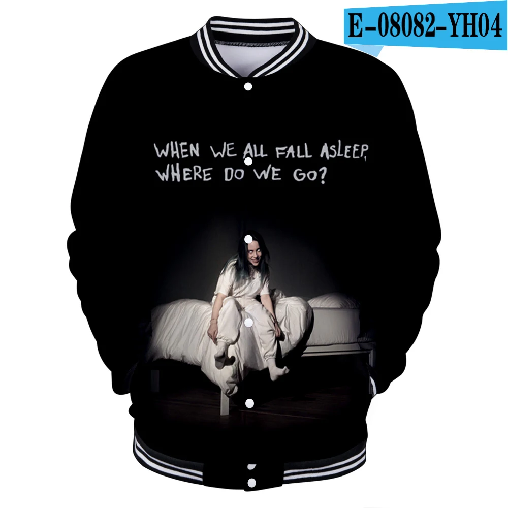 Billie eilish Женская мода уличная 3D бейсбольная куртка спортивная одежда billie eilish Женская однобортная бейсбольная форма - Цвет: 3D
