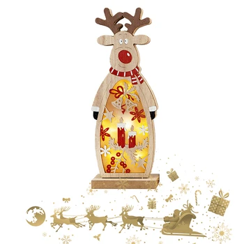 

LED Luminous Night Light Christmas Ornament Wooden Desktop Toys Santa Claus Snowman Elk Ornaments Christmas Showcase Ornaments