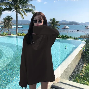 

2020 Spring New Korean Harajuku Gray Striped Turtleneck T-shirt For Women Long Sleeve White