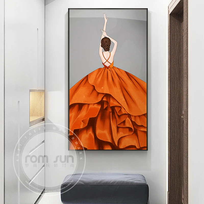 Modern Orange Canvas Painting Posters And Print Unique Woman Back Wall Art Figure Pictures For Living Room Bedroom Home Decor Painting Calligraphy Aliexpress