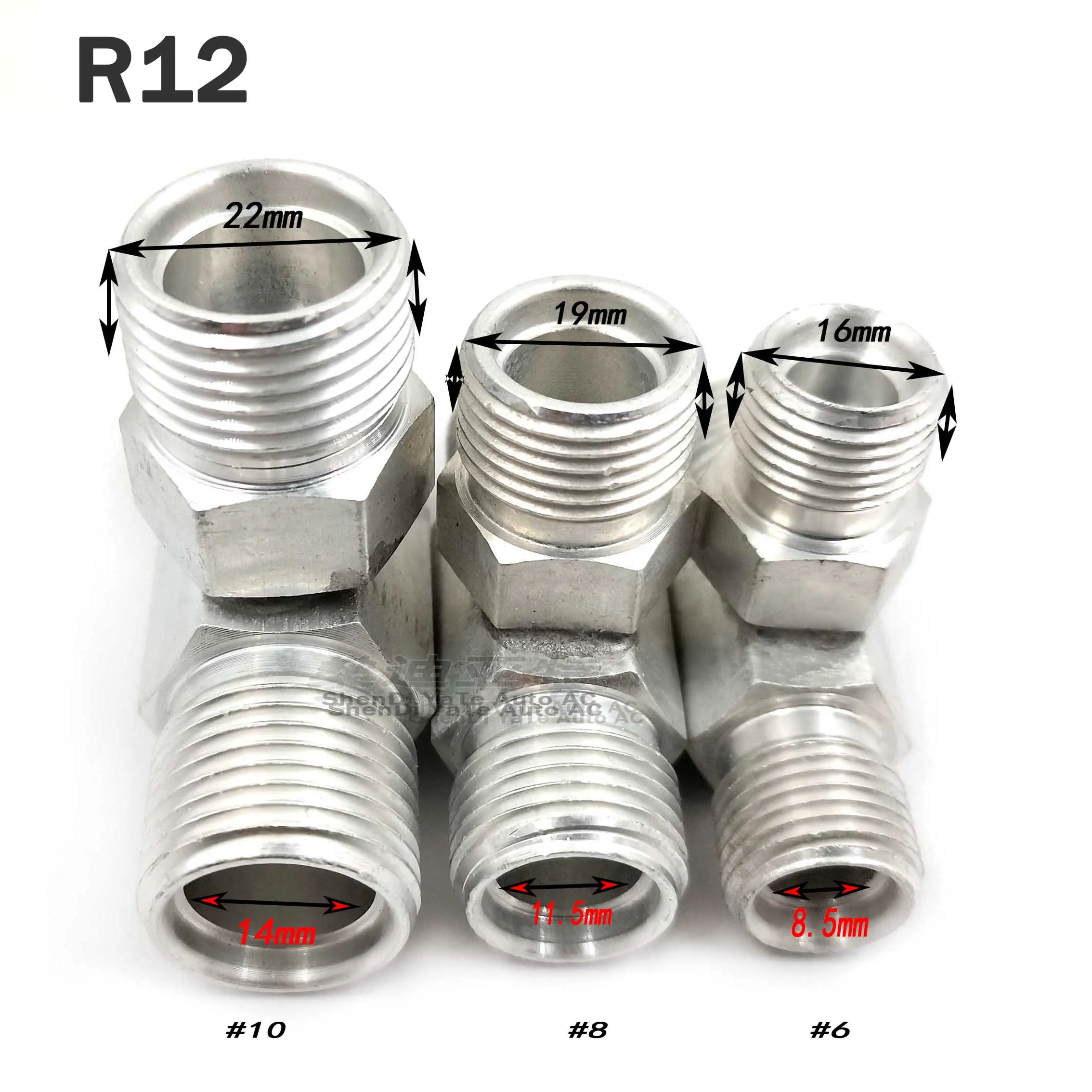 R12 #6 #8 #10 Auto AC Outer Screw Tee Pipe Joint A/C hose Connector Fixture Aluminum Kit