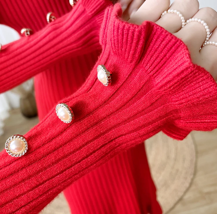 2305 # herbst Winter Gestrickte Mutterschaft Lange Pullover Chic Ins Elegante EINE Linie Dünnes Kleid Kleidung für Schwangere Frauen Schwangerschaft – Detail 24