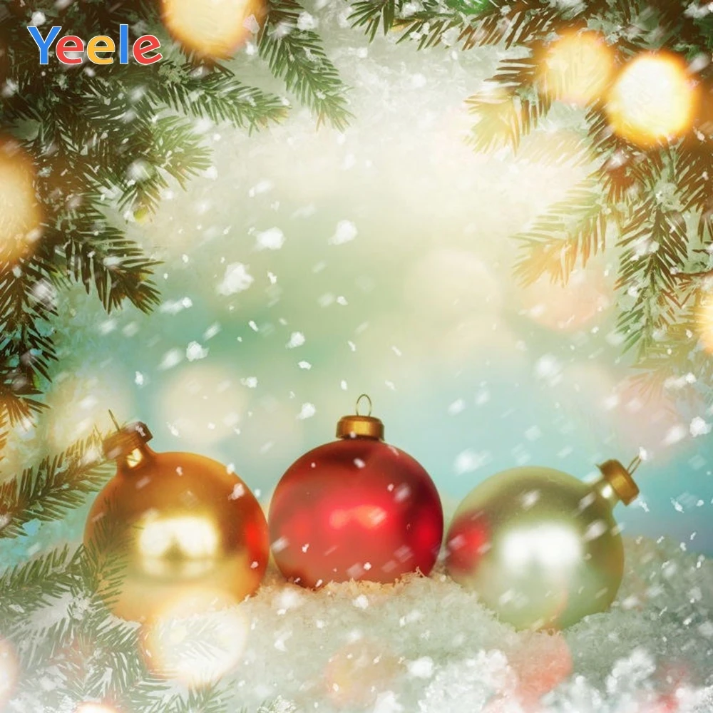 

Yeele Merry Christmas Backdrop Winter Tree Snow Ball Newborn Baby Photography Background For Photo Studio Photocall Photophone