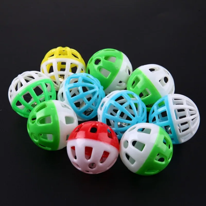 

Colourful Pet Cat Kitten Play Balls With Jingle Lightweight Bell Pounce Chase Rattle Toy For Cat