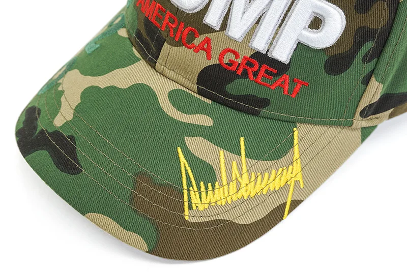 Высококачественная камуфляжная бейсбольная кепка Дональда Трампа, отличная бейсболка с 3D вышивкой, камуфляжная кепка Трампа