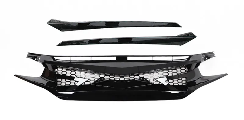 Для Honda Civic racing grills блестящая Черная передняя вытяжка сетка-занавес решетка 16 17 18 Высокое качество ABS декоративная решетка автозапчасти - Цвет: Shiny black