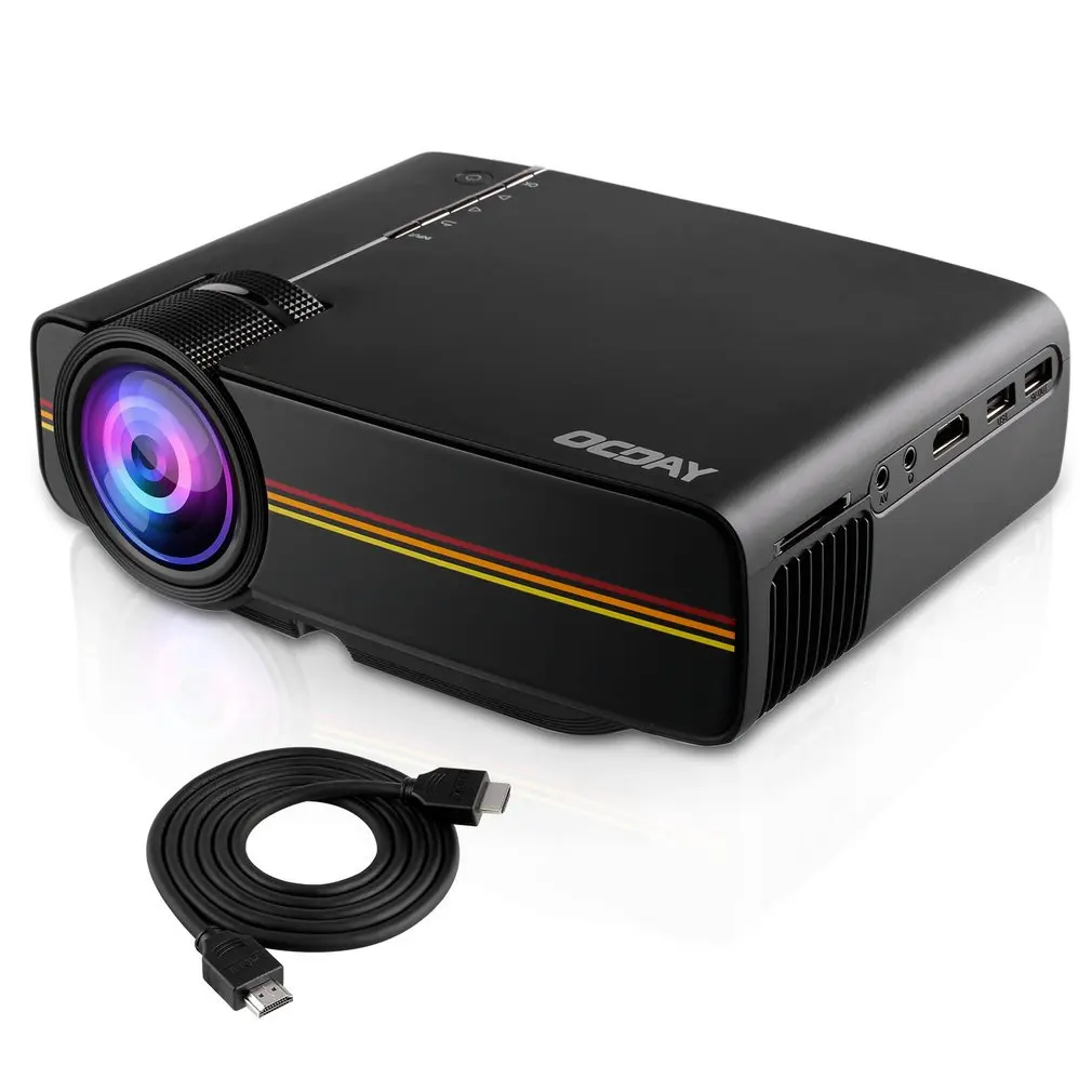 

OCDAY Portable Lightweight HDMI Adjustable Cost-efficient Multi-media Home Theater LCD Imaging HD LED Digital Projector black