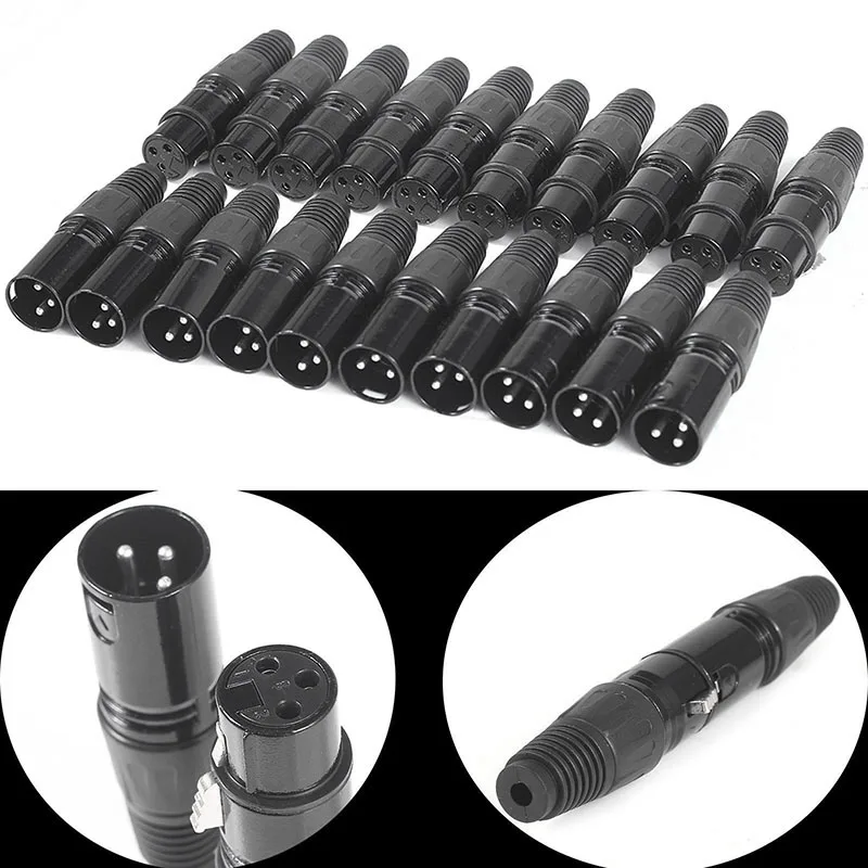 AMS-20Pcs 3Pin XLR кабель для мужчин женщин удлинение микрофона проводной микрофон Кабельный штекер аудио разъем Mic адаптер аудиоразъема