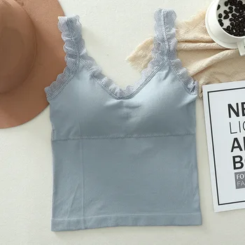 

SVOKOR Lace Sexy Bra Long Section Bralette Padded Women Vest Comfort Bra Without Underwire Lingerie U Type Backless Brassiere