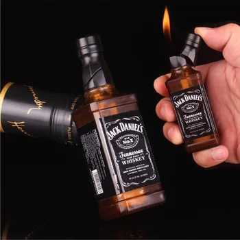 

5 Style Whiskey Gas Lighters Refillable Grinding wheel flin Cigarette Lighter Unique Copy Wine bottle Flame Lighter Smokers Gift