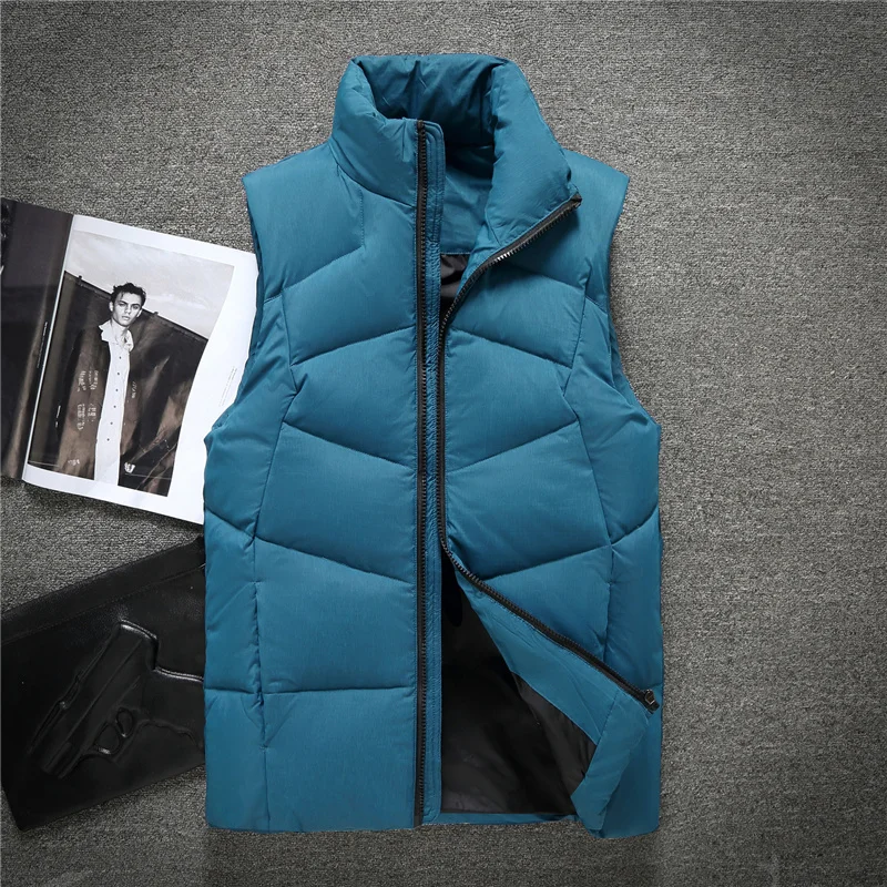

Quality Mens Winter Sleeveless Jackets White Duck Vests Male Stand Collar Fashion Down Waistcoats Men Outerwear VT-805