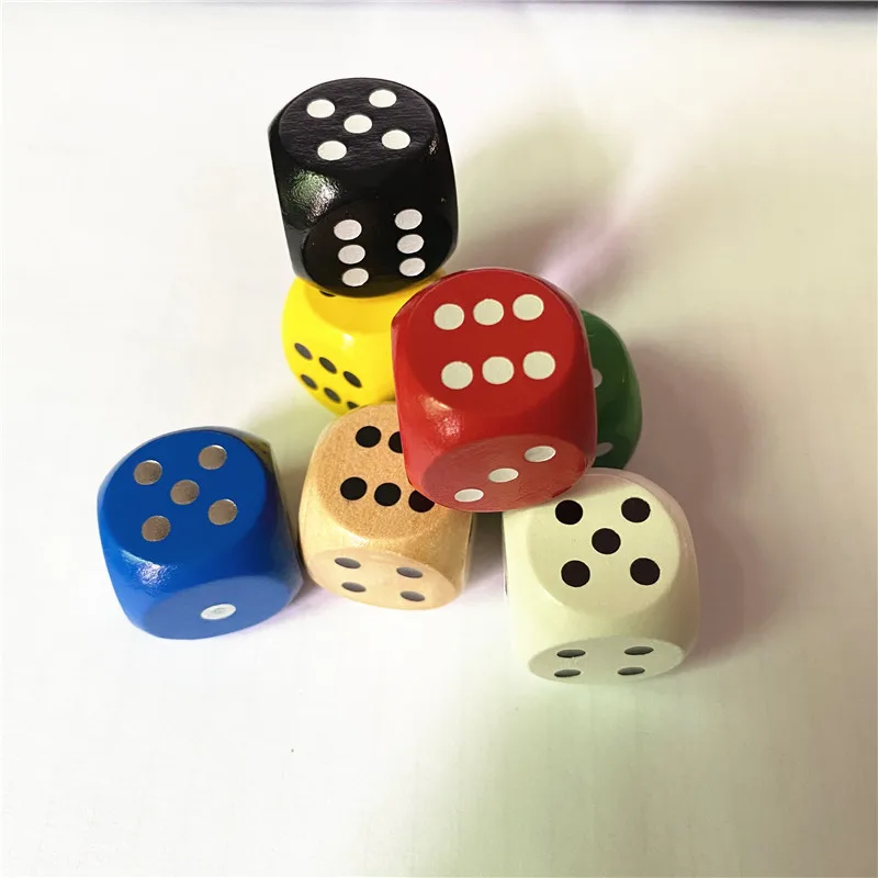 10pcs/set 20mm Wooden Point Cubes Round Corner Dice Set 6 Sided Colorful Point Dice Board Game Accessory