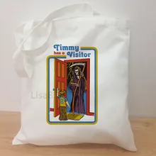 Timmy Has A visiter дизайнерская Холщовая Сумка для покупок для девочек, ручная сумка для женщин, простая вместительная сумка на плечо, забавная Студенческая сумка-тоут