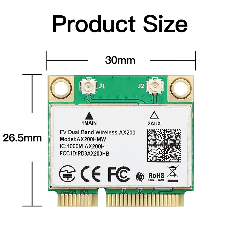 Двухдиапазонный мини PCI Wi Fi 6 Intel AX200 AX200HMW WLan Беспроводной адаптер для карт с