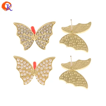 

Cordial Design 50Pcs 17*24MM Jewelry Accessories/Hand Made/Imitation Pearl/Butterfly Shape/DIY Making/Rhinestone Earrings Stud