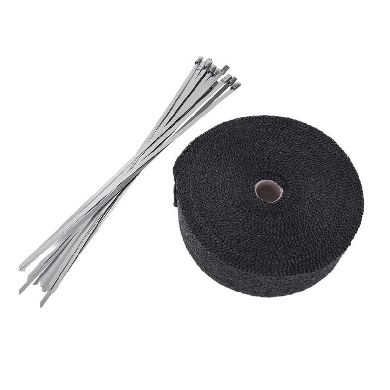 

Black Fiberglass Exhaust Header Wrap Pipe Wrap Tape Turbo Heat Insulation Cloth For Downpipe Car Motorcycle