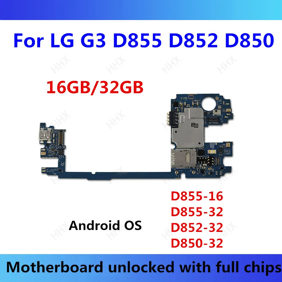 Оригинальная материнская плата для LG G3 D855 D850 D852 VS985 с чипами, материнская плата Android 16 Гб/32 ГБ, разблокированная для LG D855 D850 D852 VS985