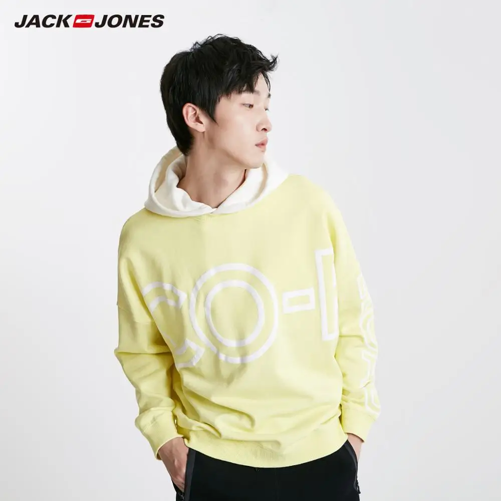 JackJones Men's Loose Fit Oversized Letter Print Long-sleeved Sweatshirt Streetwear| 219133513 JackJones Men's Loose Fit Oversized Letter Print Long-sleeved Sweatshirt Streetwear| 219133513