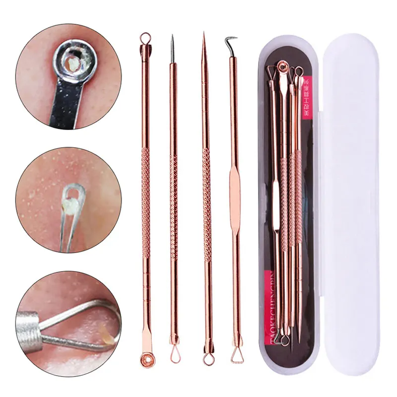 

4Pcs/Set Acne Blackhead Removal Needles Stainless Facial Pimple Spot Acne Extractor Cleanser Beauty Face Skin Clean Care Tools