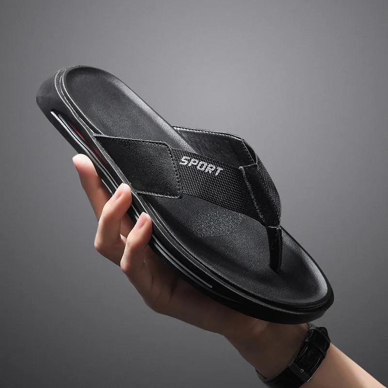 

Summer MEN'S Flip Flops Men's Genuine Leather Anti-slip Outer Wear Sandals Outdoor Korean-style Cool Sandals Slipper Men's Trend