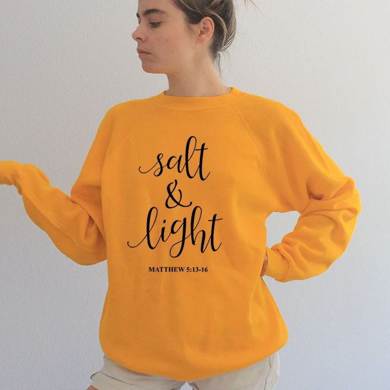 

Salt & Light Women Sweatshirt Plus Size Causal Christian Hoodie Crewneck Pullover Long Sleeve Jumpers Autumn Tops Drop Shipping