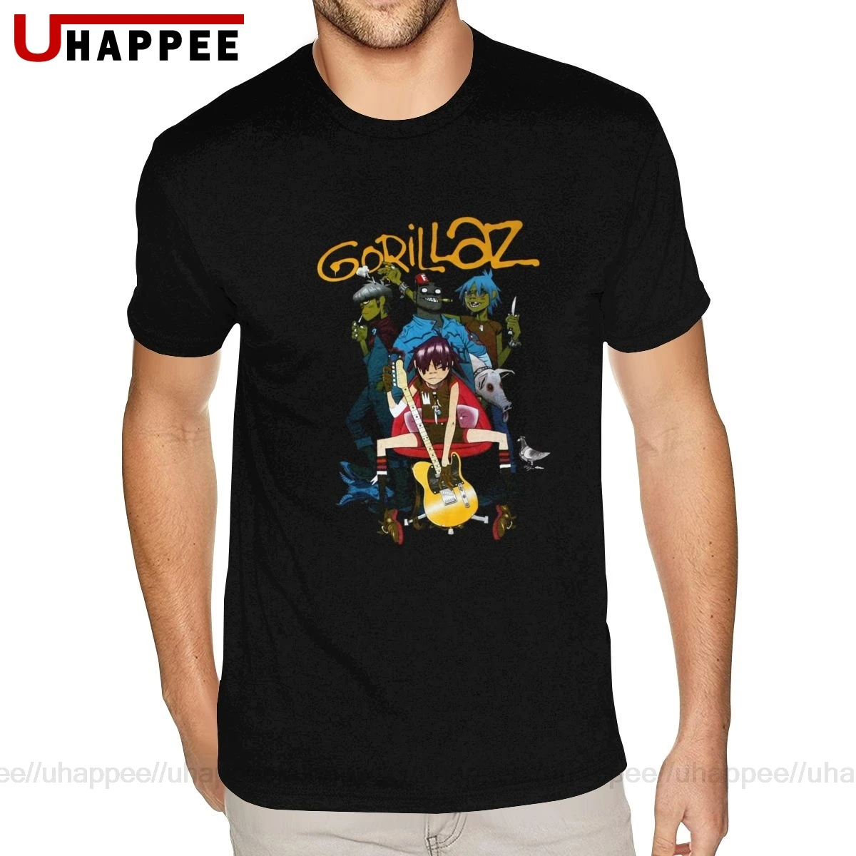 Дешевые Сделанные на заказ рубашки Gorillaz рок-группы мужские с коротким рукавом и