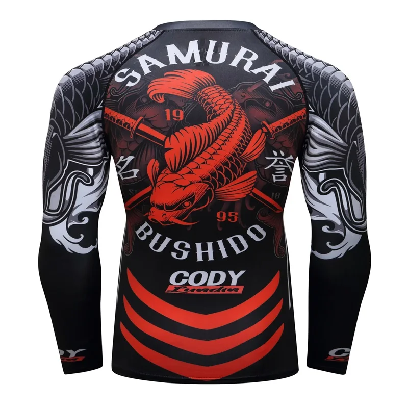 Mens T Shirt MMA Rashguard Jiu Jitsu BJJ Long Sleeve Fitness Sports