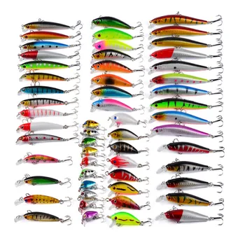 

56 PCS fishing bait set 374g hard bait 3d eyes mixed lures with bass hooks all-in-one mixed everthing for fishing