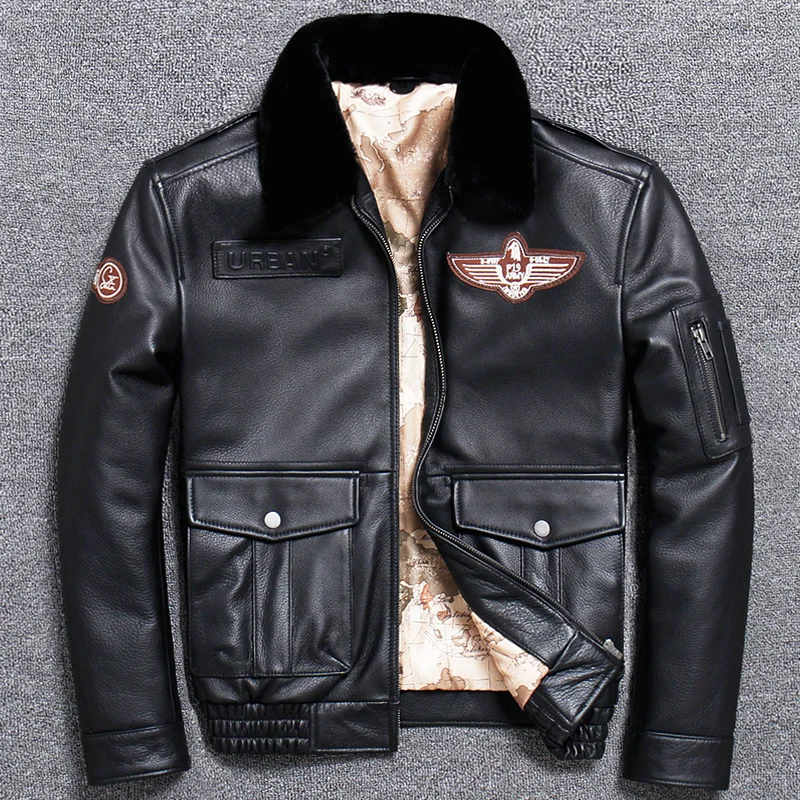 

Free shipping.Brand new winter warm.Classic G1 style mens leather jacket,vintage cowhide Jackets,man genuine leather coat.