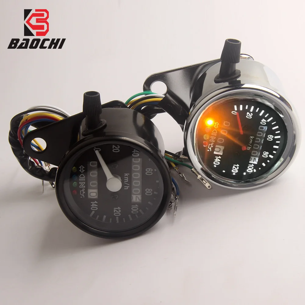 Universal Motorcycles Speedometer Gauge Odometer Retro Instrument Signal Indicator For Cafe
