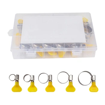 

60PCS Hose Hose Clamps and Pipe Clamps Yellow Stainless Steel Hose Clamps with Handles
