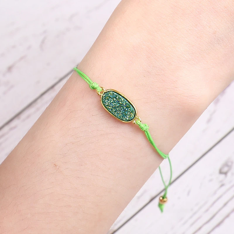 Модный камень смола Druzy браслет Drusy геометрический овальной формы из