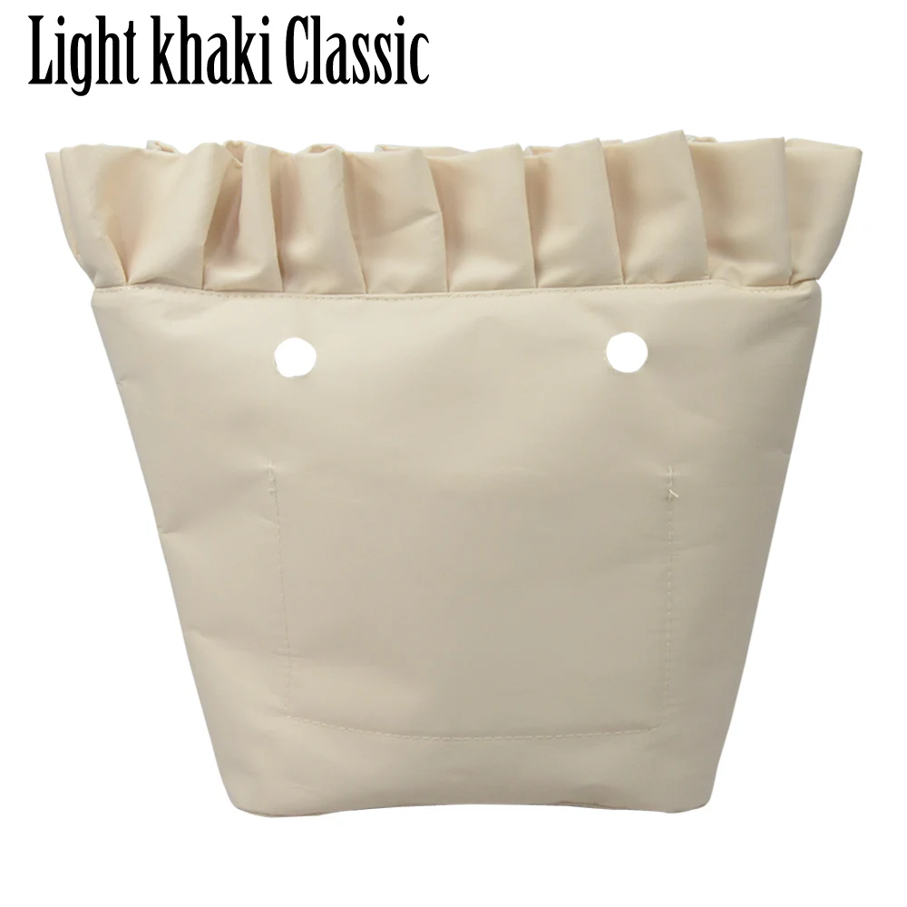light khaki classic Huntfun новая гофрированная плиссированная Ткань водонепроницаемая внутренняя подкладка вставка карман на молнии для классического мини Obag внутренний карман для O сумки - Цвет: light khaki classic