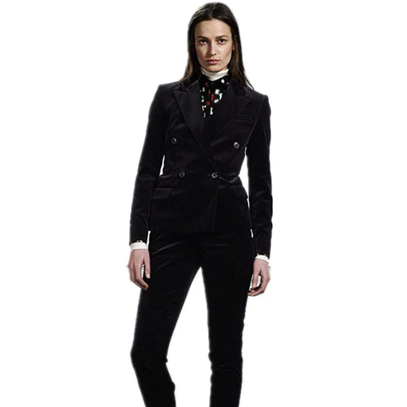 Black velvet trouser suit ladies Clearance
